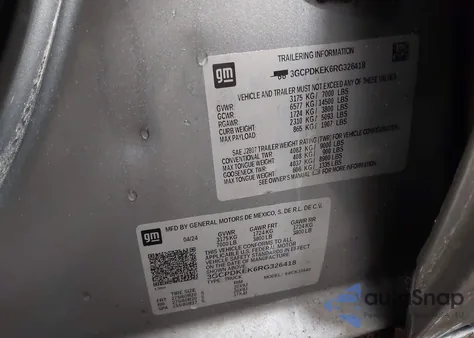 2024 Chevrolet Silverado 1500 4Wd Short Bed Lt With 2Fl from USA, damaged, VIN 3GCPDKEK6RG326418